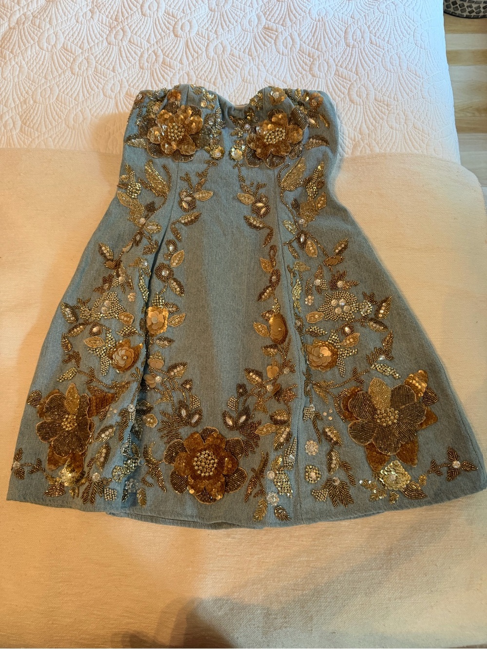 ASOS Strapless Blue Embellished Floral Dress - Picture 5 of 5